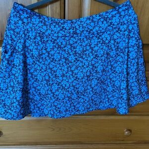 Adidas Blue and Black Floral Skater Skirt
